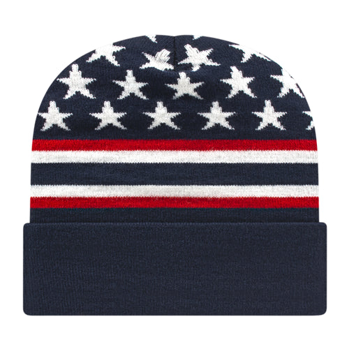 Cap America RKFLAG12 Flag Knit Cap with Cuff Unisex Accessories Hats & Caps