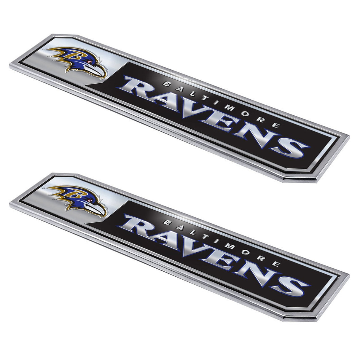 Fanmats Baltimore Ravens 2 Piece Heavy Duty Aluminum Embossed Truck Emblem Set Fan Gear NFL Baltimore Ravens