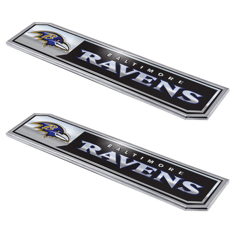 Fanmats Baltimore Ravens 2 Piece Heavy Duty Aluminum Embossed Truck Emblem Set Fan Gear NFL Baltimore Ravens