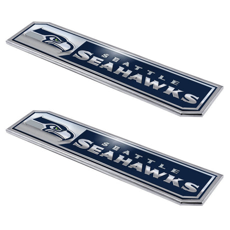 Fanmats Seattle Seahawks 2 Piece Heavy Duty Aluminum Embossed Truck Emblem Set Fan Gear NFL Seattle Seahawks
