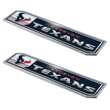 Fanmats Houston Texans 2 Piece Heavy Duty Aluminum Embossed Truck Emblem Set Fan Gear NFL Houston Texans