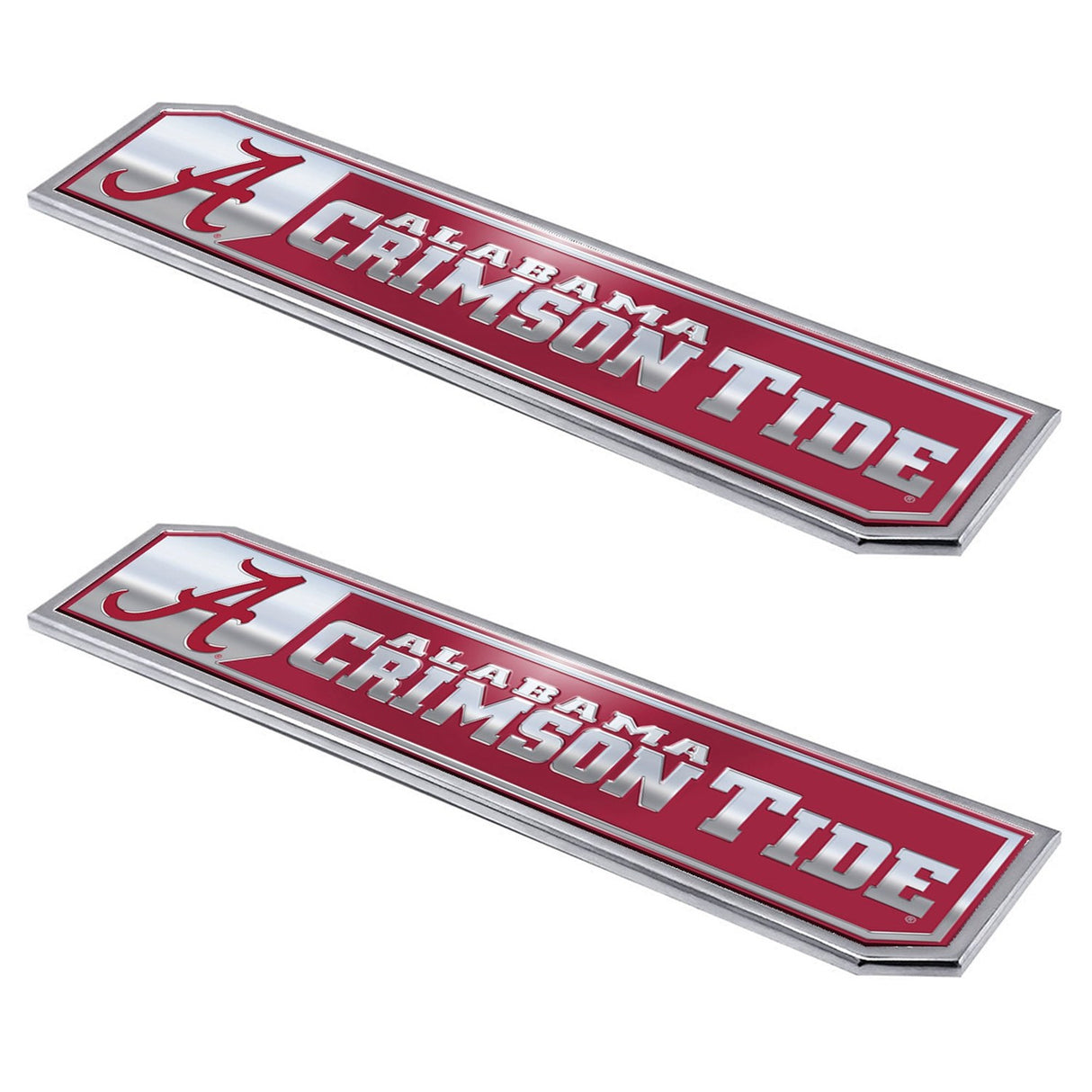 Fanmats Alabama Crimson Tide 2 Piece Heavy Duty Aluminum Embossed Truck Emblem Set Fan Gear NCAA Alabama Crimson Tide