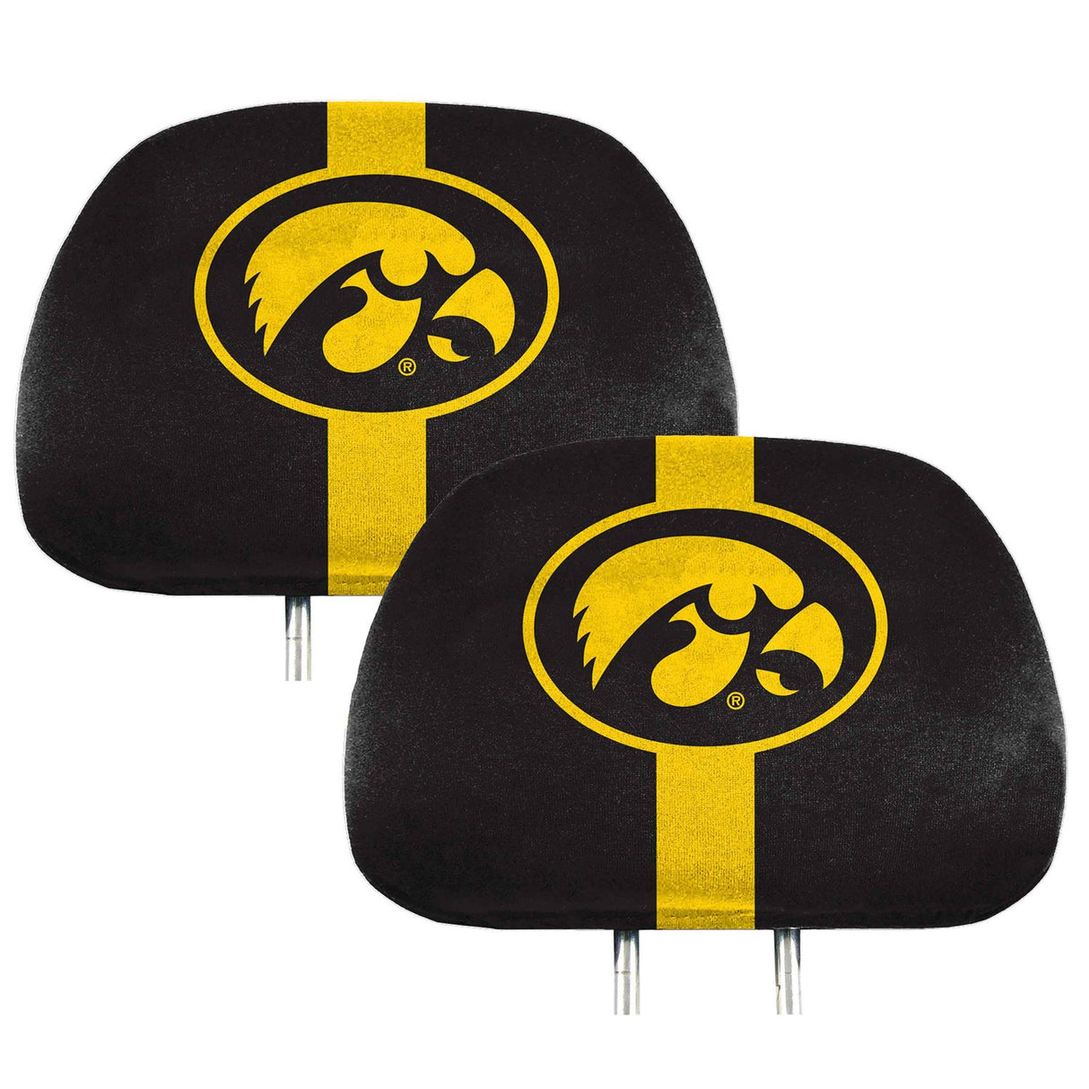 Fanmats Iowa Hawkeyes Printed Head Rest Cover Set - 2 Pieces Fan Gear NCAA Iowa Hawkeyes