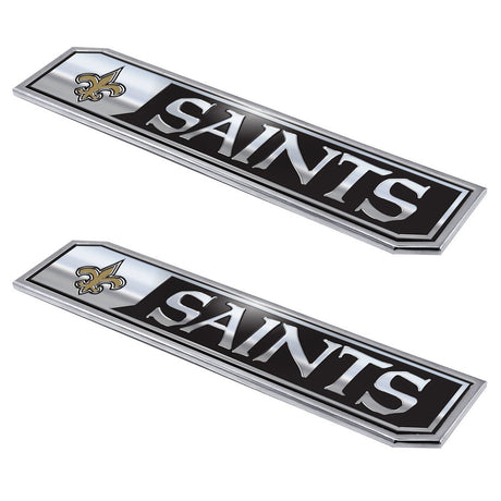 Fanmats New Orleans Saints 2 Piece Heavy Duty Aluminum Embossed Truck Emblem Set Fan Gear NFL New Orleans Saints