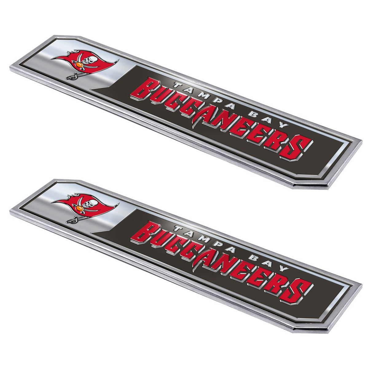 Fanmats Tampa Bay Buccaneers 2 Piece Heavy Duty Aluminum Embossed Truck Emblem Set Fan Gear NFL Tampa Bay Buccaneers