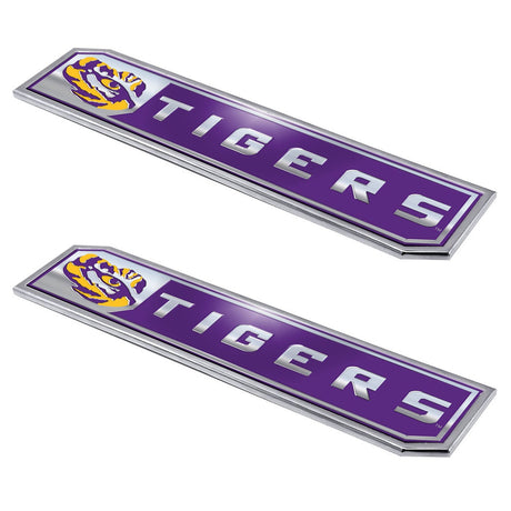 Fanmats LSU Tigers 2 Piece Heavy Duty Aluminum Embossed Truck Emblem Set Fan Gear NCAA LSU Tigers