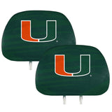 Fanmats Miami Hurricanes Printed Head Rest Cover Set - 2 Pieces Fan Gear NCAA Miami Hurricanes
