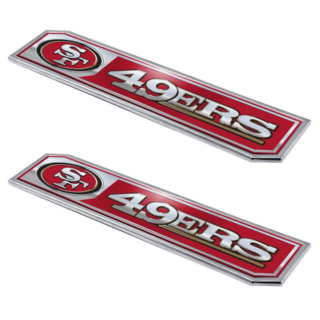 Fanmats San Francisco 49ers 2 Piece Heavy Duty Aluminum Embossed Truck Emblem Set Fan Gear NFL San Francisco 49ers