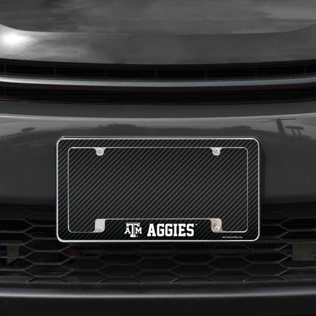 Rico Industries NCAA Texas A&M Aggies Carbon Fiber 12" x 6" Chrome License Plate Frame-1