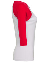 BELLA + CANVAS Ladies' Baby Rib 3/4-Sleeve Contrast Raglan T-Shirt