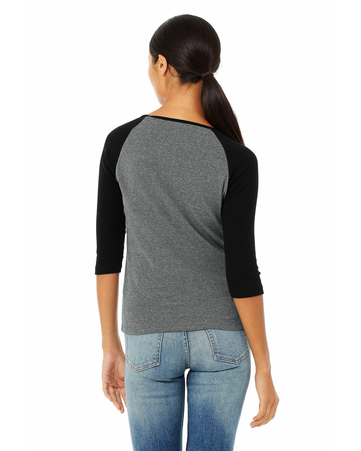 BELLA + CANVAS Ladies' Baby Rib 3/4-Sleeve Contrast Raglan T-Shirt