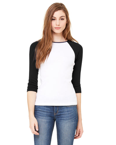 Bella + Canvas Ladies' Baby Rib 3/4-Sleeve Contrast Raglan T-Shirt