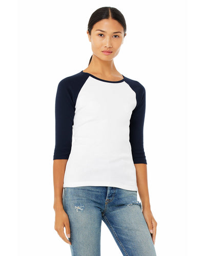 Bella + Canvas Ladies' Baby Rib 3/4-Sleeve Contrast Raglan T-Shirt