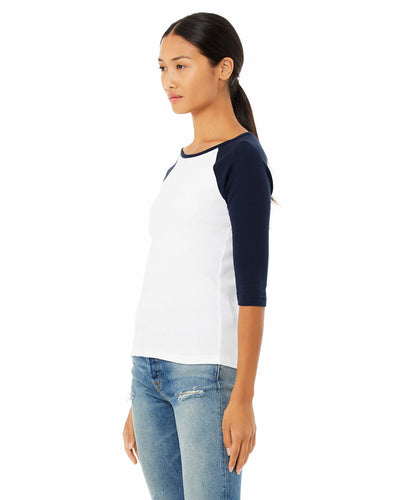 Bella + Canvas Ladies' Baby Rib 3/4-Sleeve Contrast Raglan T-Shirt
