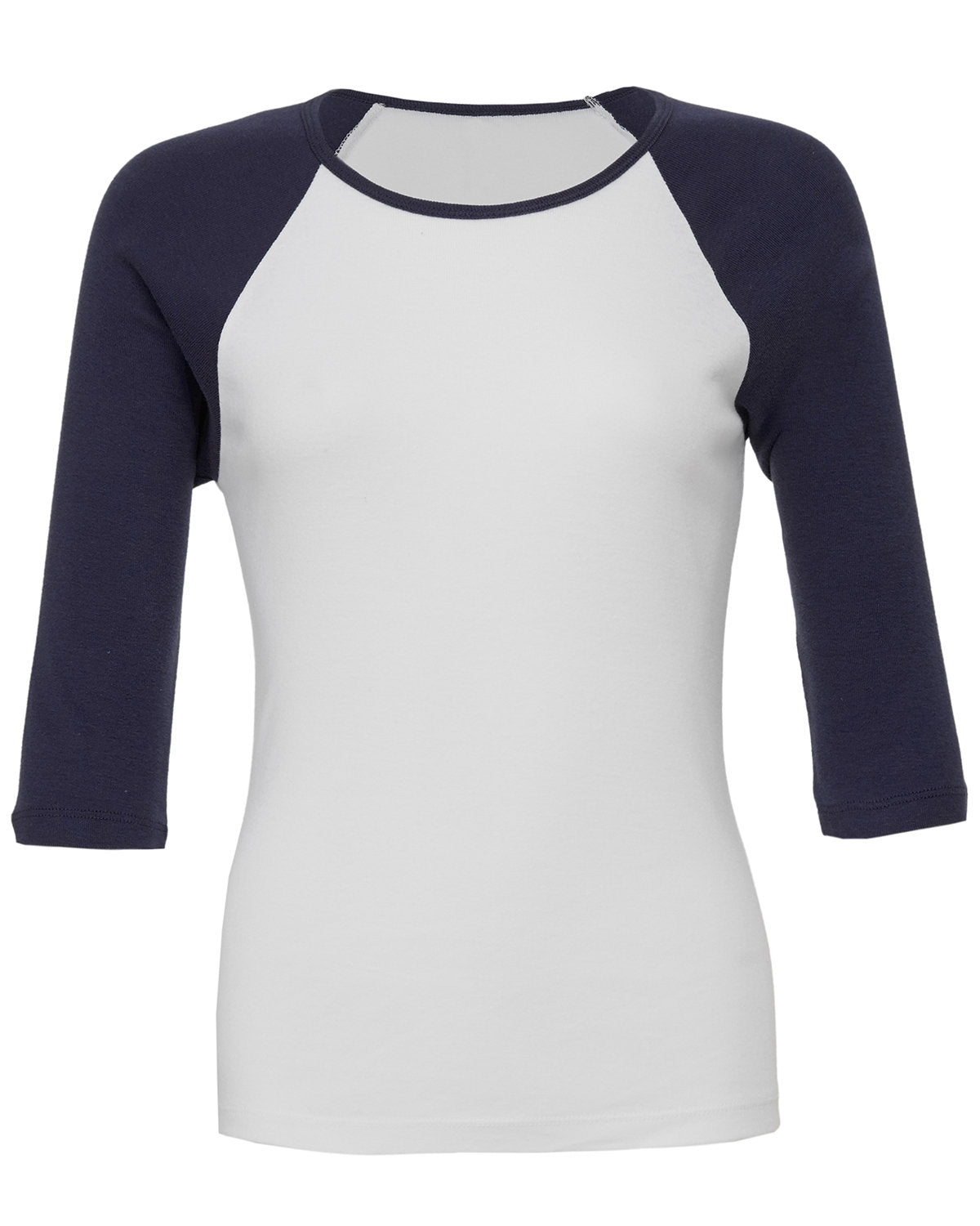 BELLA + CANVAS Ladies' Baby Rib 3/4-Sleeve Contrast Raglan T-Shirt