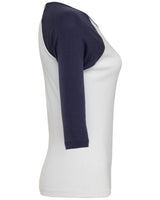 BELLA + CANVAS Ladies' Baby Rib 3/4-Sleeve Contrast Raglan T-Shirt