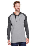 LAT Men's Fine Jersey Hooded Long Sleeve Raglan T-Shirt LAT