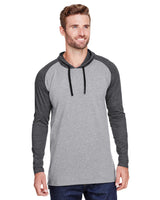LAT Men's Fine Jersey Hooded Long Sleeve Raglan T-Shirt LAT