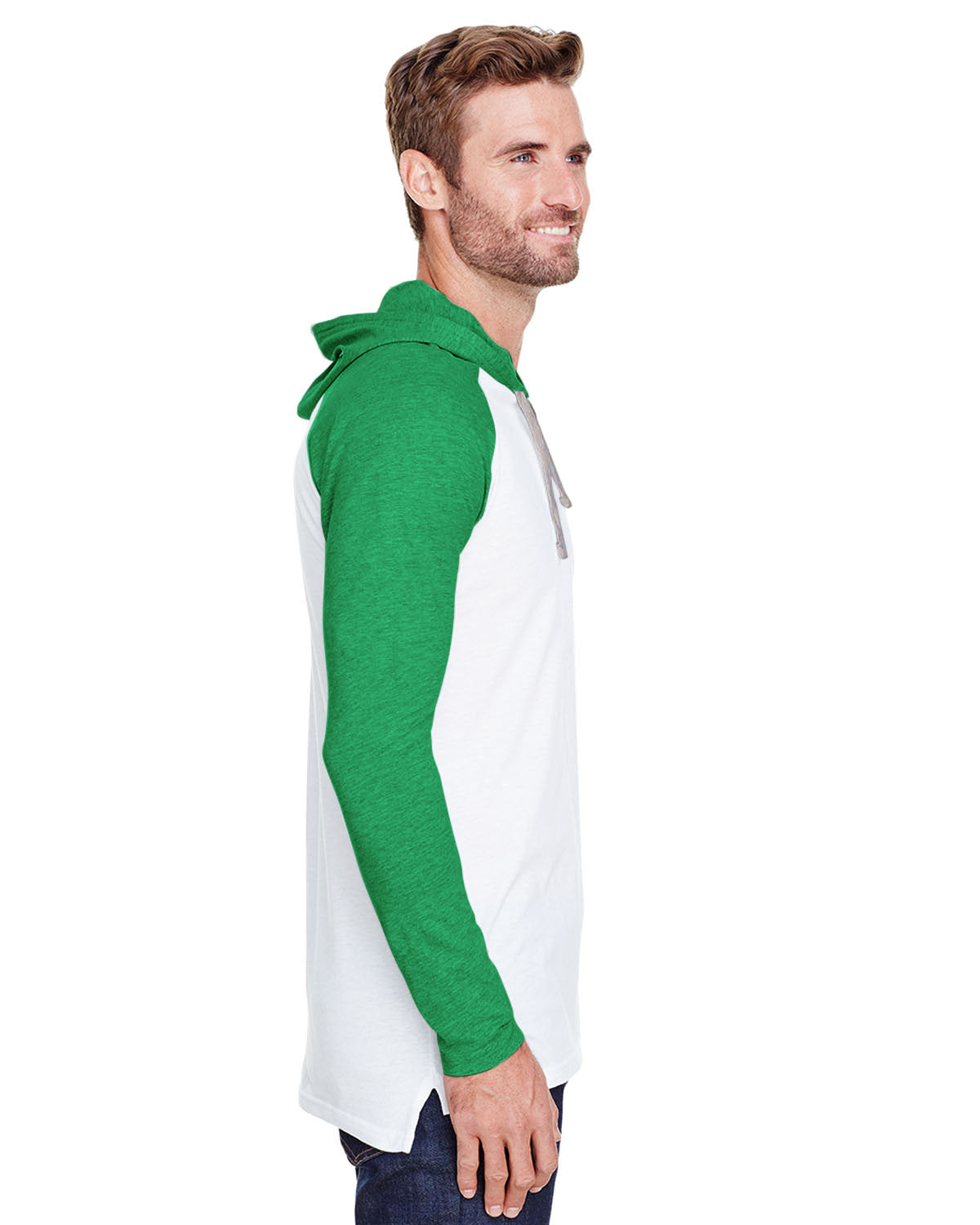LAT Men's Fine Jersey Hooded Long Sleeve Raglan T-Shirt LAT