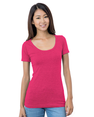 Bayside Junior's 4.2 oz., Fine Jersey Wide Scoop Neck T-Shirt