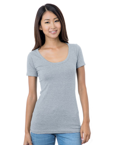 Bayside Junior's 4.2 oz., Fine Jersey Wide Scoop Neck T-Shirt