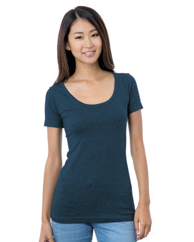 Bayside Junior's 4.2 oz., Fine Jersey Wide Scoop Neck T-Shirt