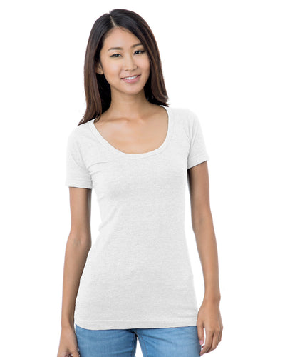 Bayside Junior's 4.2 oz., Fine Jersey Wide Scoop Neck T-Shirt