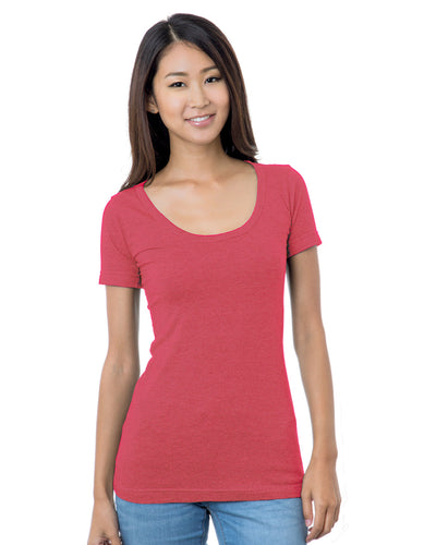 Bayside Junior's 4.2 oz., Fine Jersey Wide Scoop Neck T-Shirt