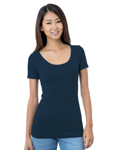 Bayside Junior's 4.2 oz., Fine Jersey Wide Scoop Neck T-Shirt