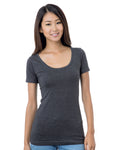 Bayside Junior's 4.2 oz., Fine Jersey Wide Scoop Neck T-Shirt Bayside