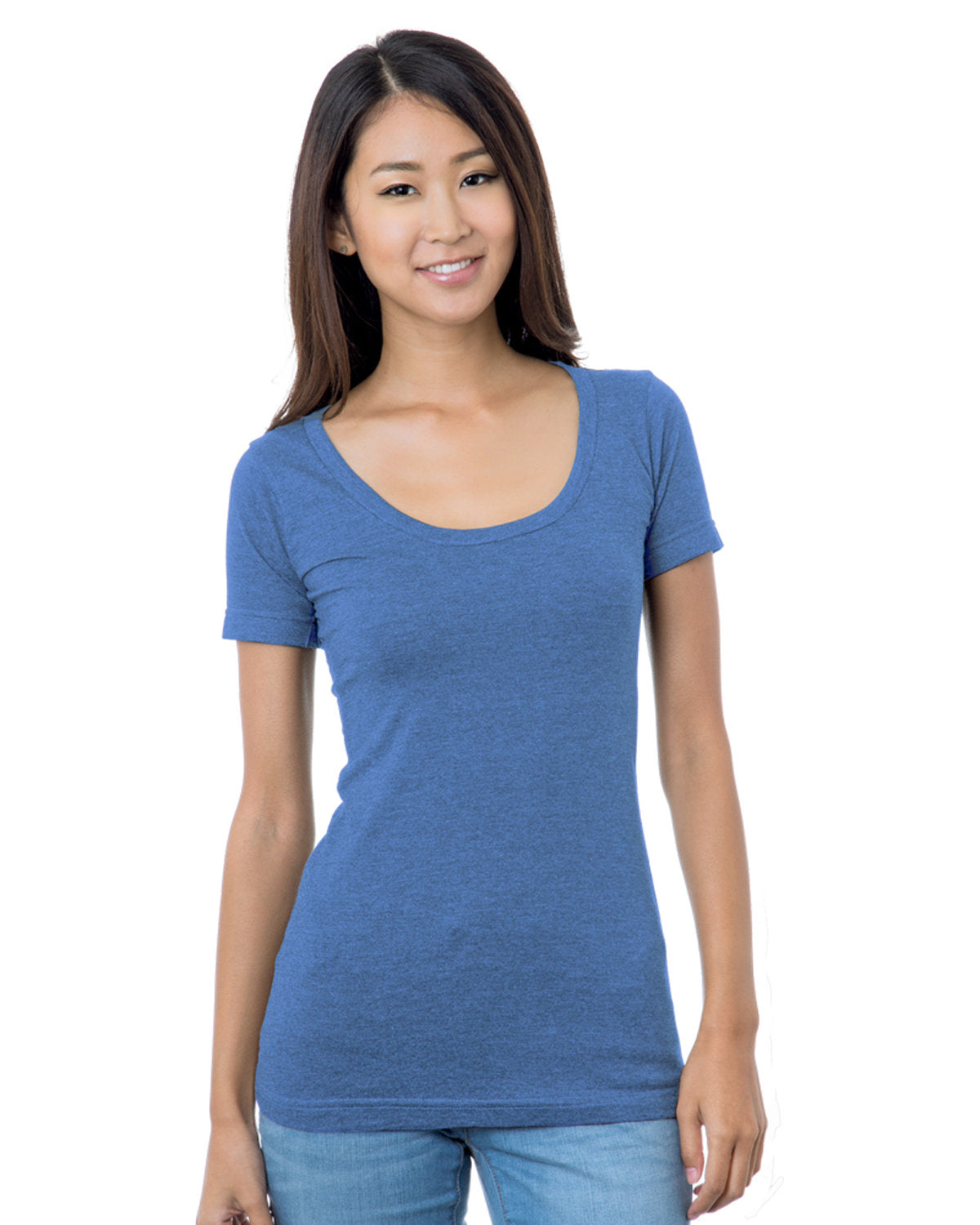Bayside Junior's 4.2 oz., Fine Jersey Wide Scoop Neck T-Shirt Bayside