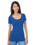 Bayside Junior's 4.2 oz., Fine Jersey Wide Scoop Neck T-Shirt Bayside