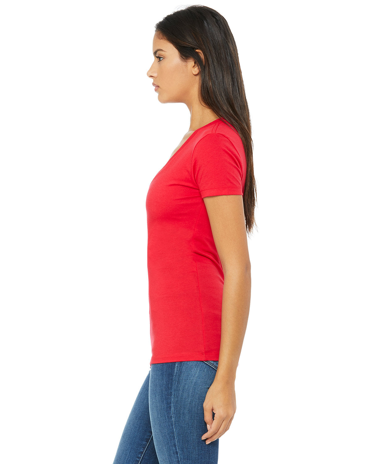 BELLA + CANVAS Ladies' Jersey Short-Sleeve Deep V-Neck T-Shirt Womens Apparel Shirts & Tops