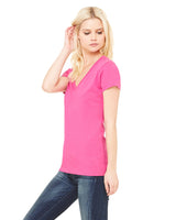 BELLA + CANVAS Ladies' Jersey Short-Sleeve Deep V-Neck T-Shirt Womens Apparel Shirts & Tops