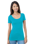 Bayside Junior's 4.2 oz., Fine Jersey Wide Scoop Neck T-Shirt Bayside