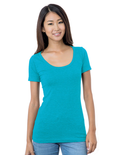 Bayside Junior's 4.2 oz., Fine Jersey Wide Scoop Neck T-Shirt