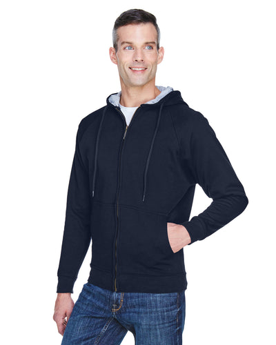 UltraClub Men's Rugged Wear Thermal-Lined Full-Zip Fleece Hooded Sweatshirt