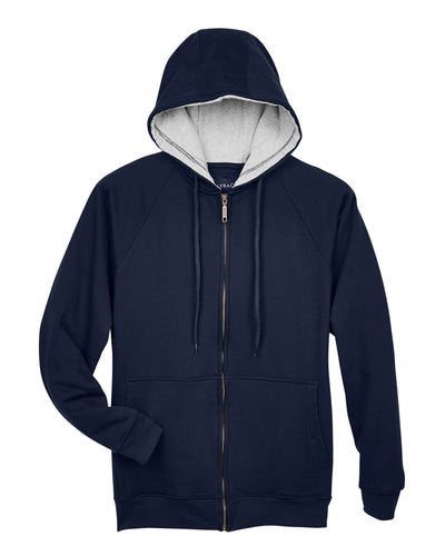 UltraClub Men's Rugged Wear Thermal-Lined Full-Zip Fleece Hooded Sweatshirt