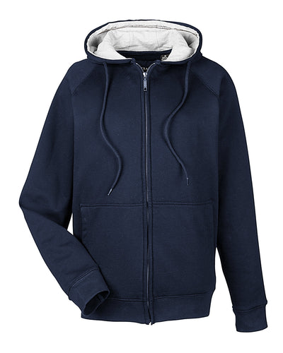 UltraClub Men's Rugged Wear Thermal-Lined Full-Zip Fleece Hooded Sweatshirt