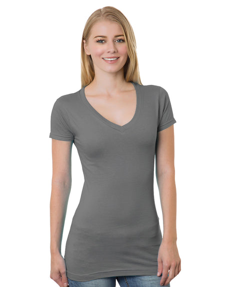 Bayside Junior's 4.2 oz., Fine Jersey V-Neck T-Shirt Bayside