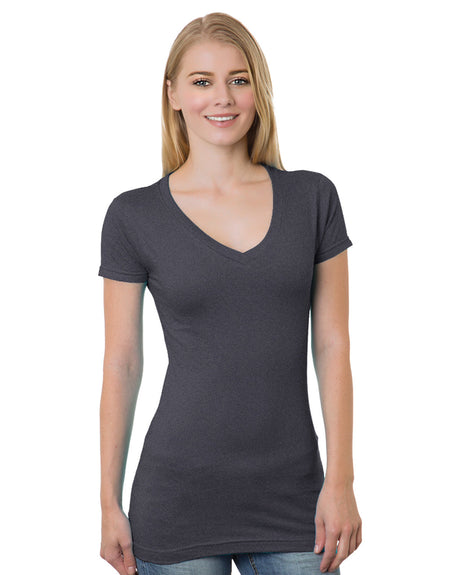 Bayside Junior's 4.2 oz., Fine Jersey V-Neck T-Shirt Bayside
