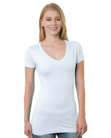 Bayside Junior's 4.2 oz., Fine Jersey V-Neck T-Shirt Bayside