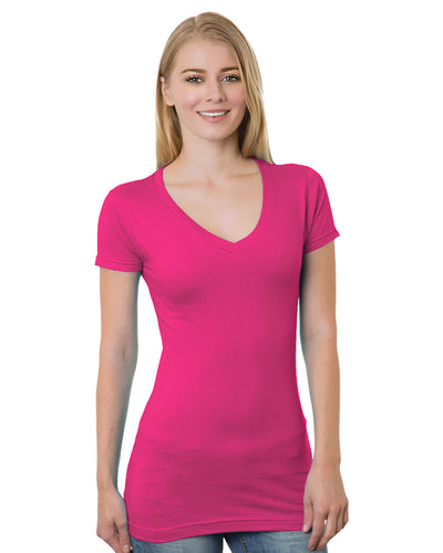 Bayside Junior's 4.2 oz., Fine Jersey V-Neck T-Shirt