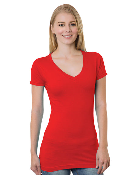 Bayside Junior's 4.2 oz., Fine Jersey V-Neck T-Shirt Bayside