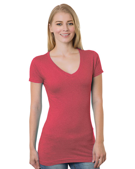 Bayside Junior's 4.2 oz., Fine Jersey V-Neck T-Shirt Bayside