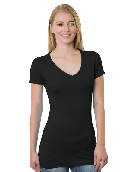 Bayside Junior's 4.2 oz., Fine Jersey V-Neck T-Shirt Bayside