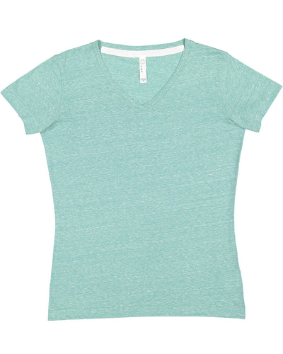 LAT Ladies' V-Neck Harborside Melange Jersey T-Shirt
