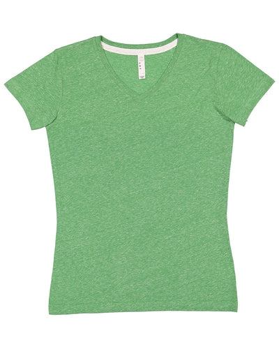 LAT Ladies' V-Neck Harborside Melange Jersey T-Shirt