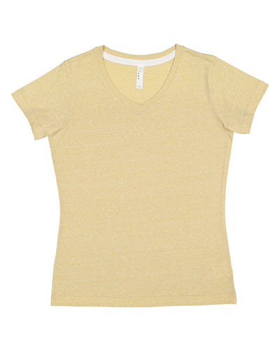 LAT Ladies' V-Neck Harborside Melange Jersey T-Shirt
