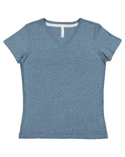 LAT Ladies' V-Neck Harborside Melange Jersey T-Shirt